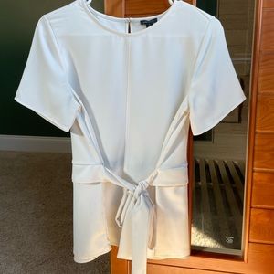 Ann Taylor white tie front blouse small